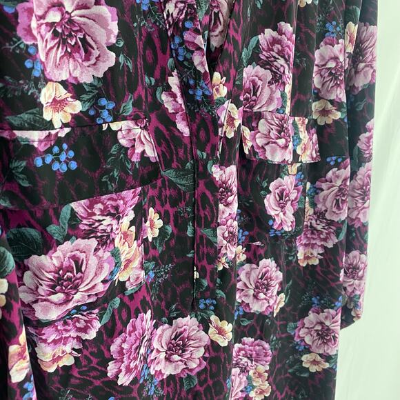 Torrid Harper Plus Size 2 Pink Floral Zebra Button-Up Top Blouse Y2K, Valentines - Picture 8 of 9